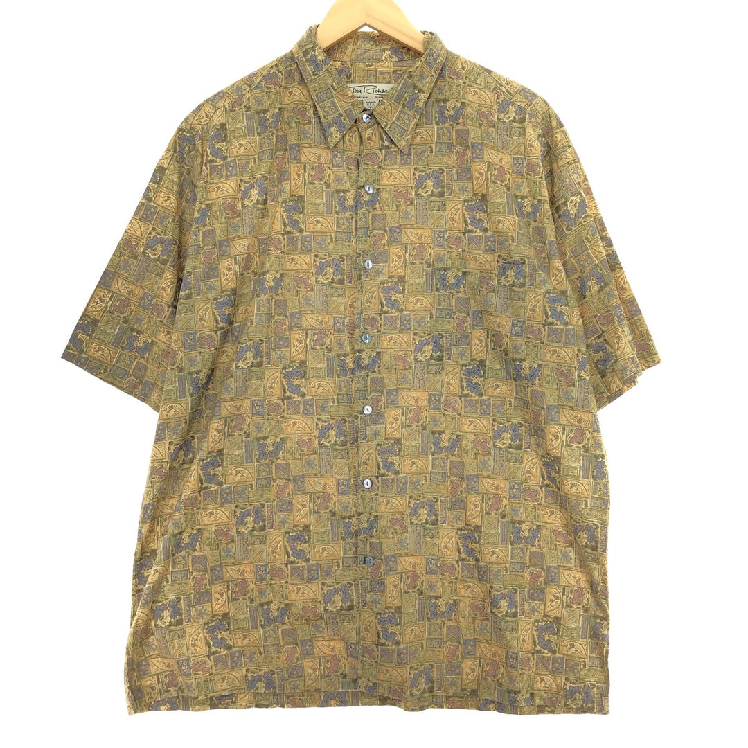 TORI RICHARD All-over Print Short Sleeve Cotton Shirt Made in USA Men's L /eaa450838