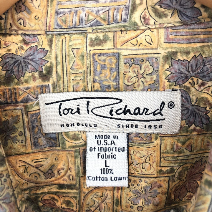 TORI RICHARD All-over Print Short Sleeve Cotton Shirt Made in USA Men's L /eaa450838