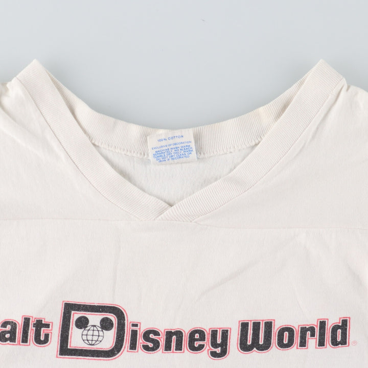 80'S Disney Walt Disney World V-neck football 3/4 sleeve T-shirt made in USA men's L vintage /eaa450977