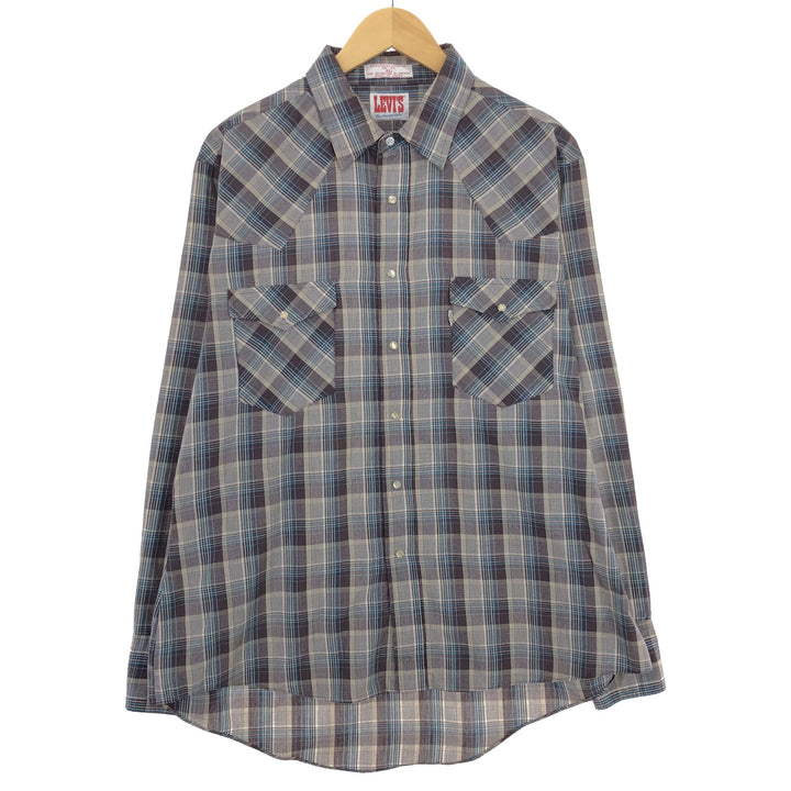 90'S Levi's THE COWBOYS TAILER Check Pattern Long Sleeve Western Shirt Men's XL Vintage /eaa451035