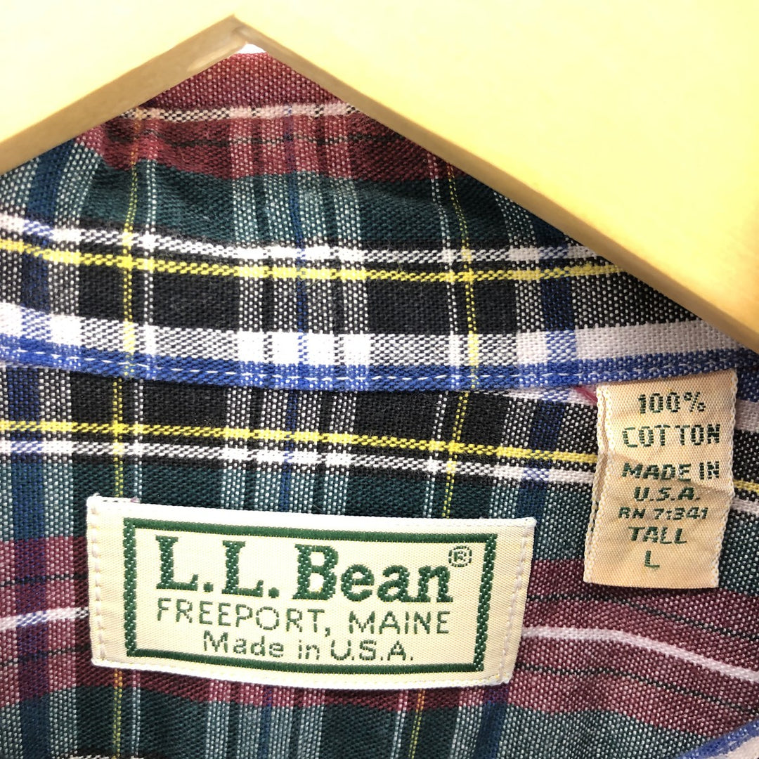 80'S LLBean Long Sleeve Cotton Check Shirt Made in USA Men's L Vintage /eaa451055