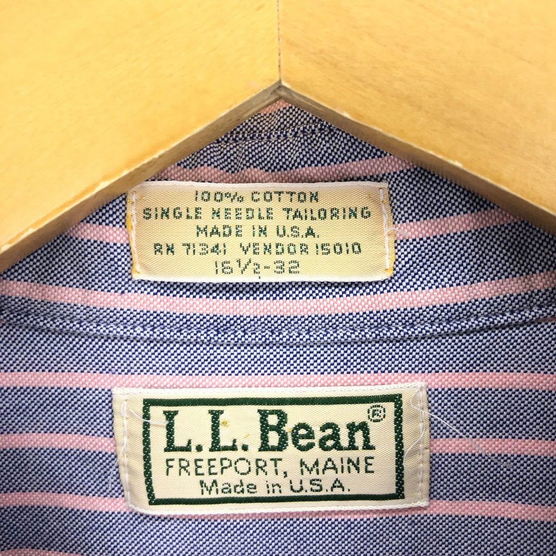 80'S LLBean Long Sleeve Button Down Striped Shirt Made in USA Men's L Vintage /eaa451063