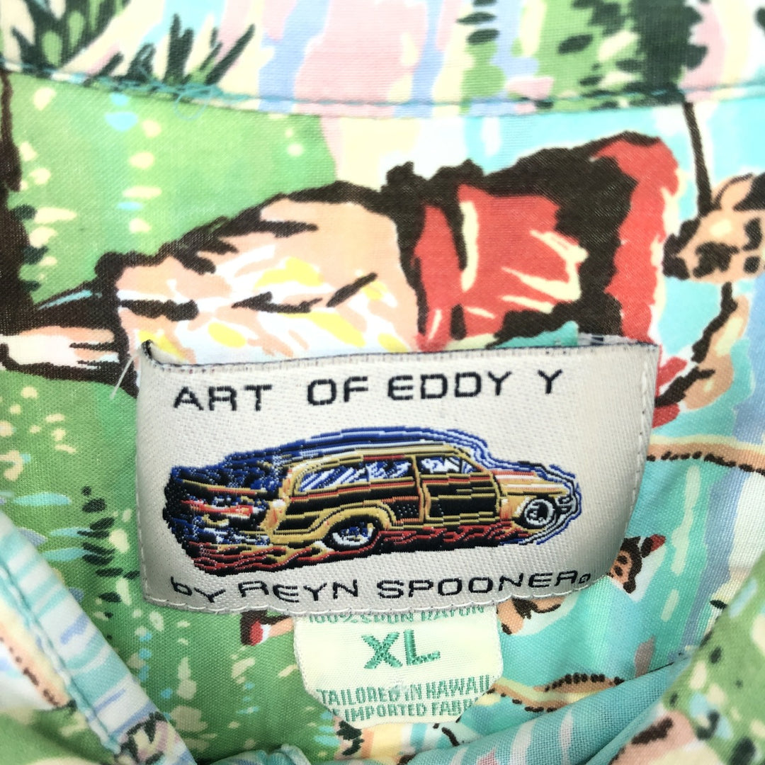 90'S Reyn Spooner ART OF EDDY Y all-over print rayon Hawaiian aloha shirt made in Hawaii men's XL vintage /eaa451111