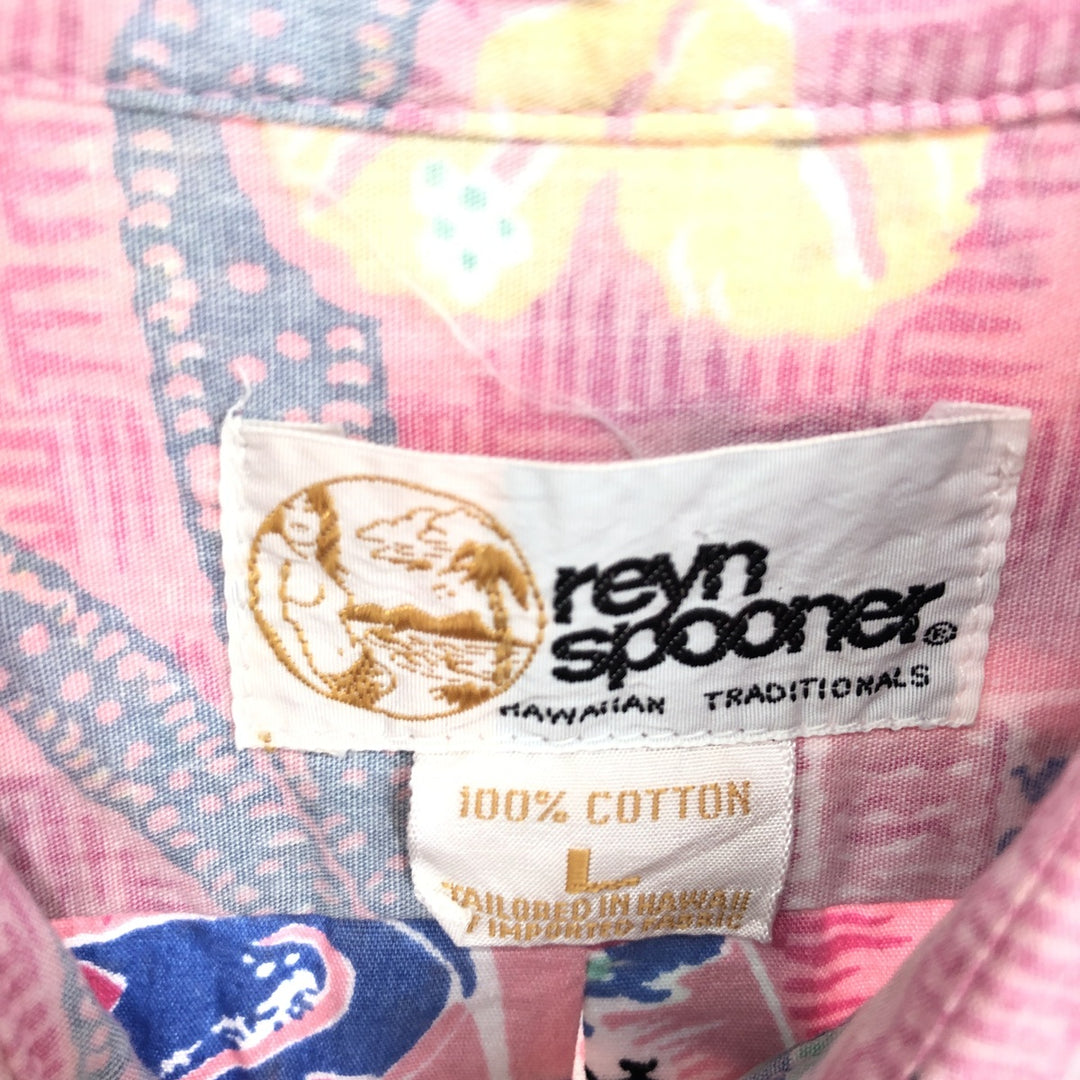 80'S Reyn Spooner Gold Tag Nude Tag All-Over Print Hawaiian Aloha Shirt Made in Hawaii Men's L Vintage /eaa451112