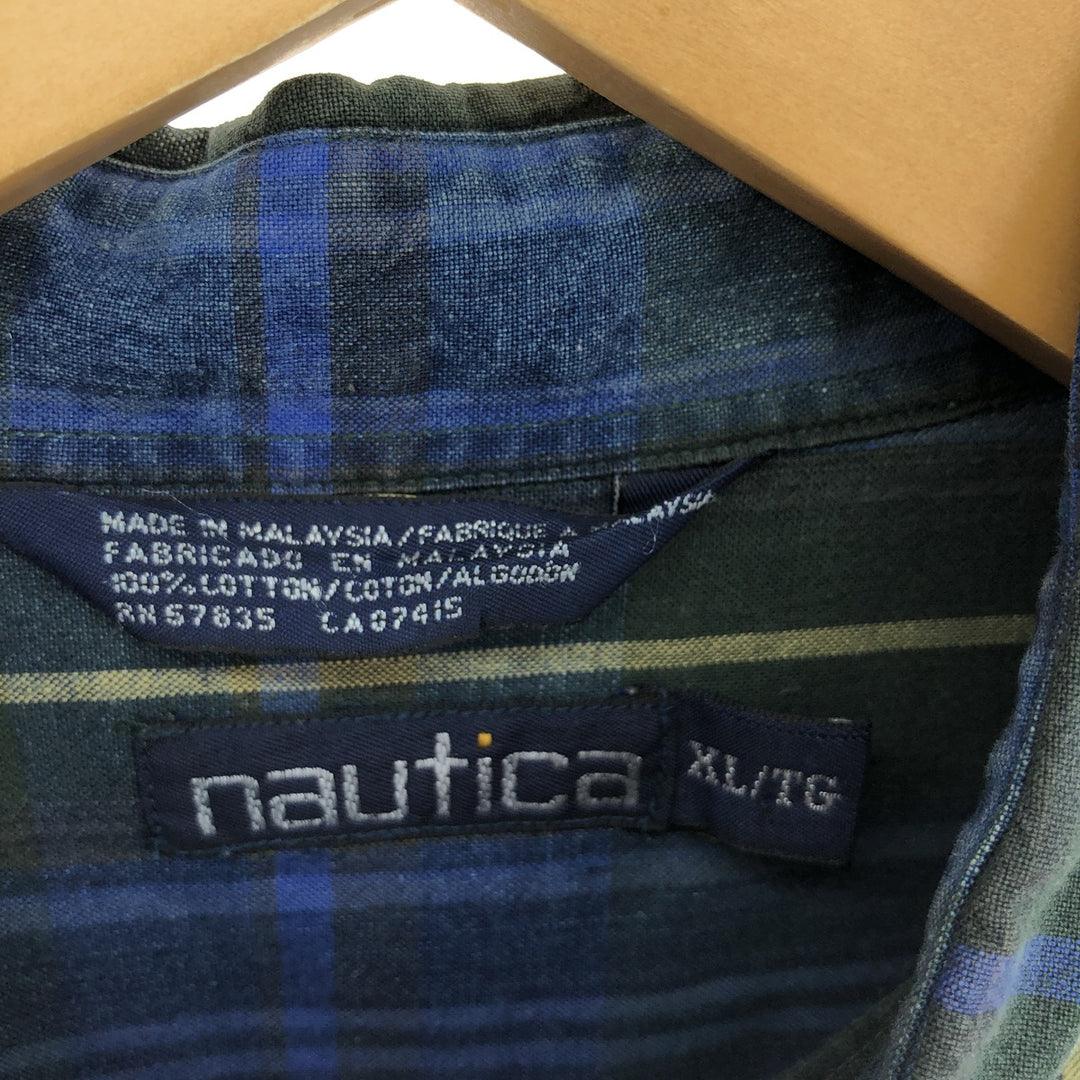 90'S NAUTICA Long Sleeve Button Down Check Shirt Men's XL Vintage /eaa451179