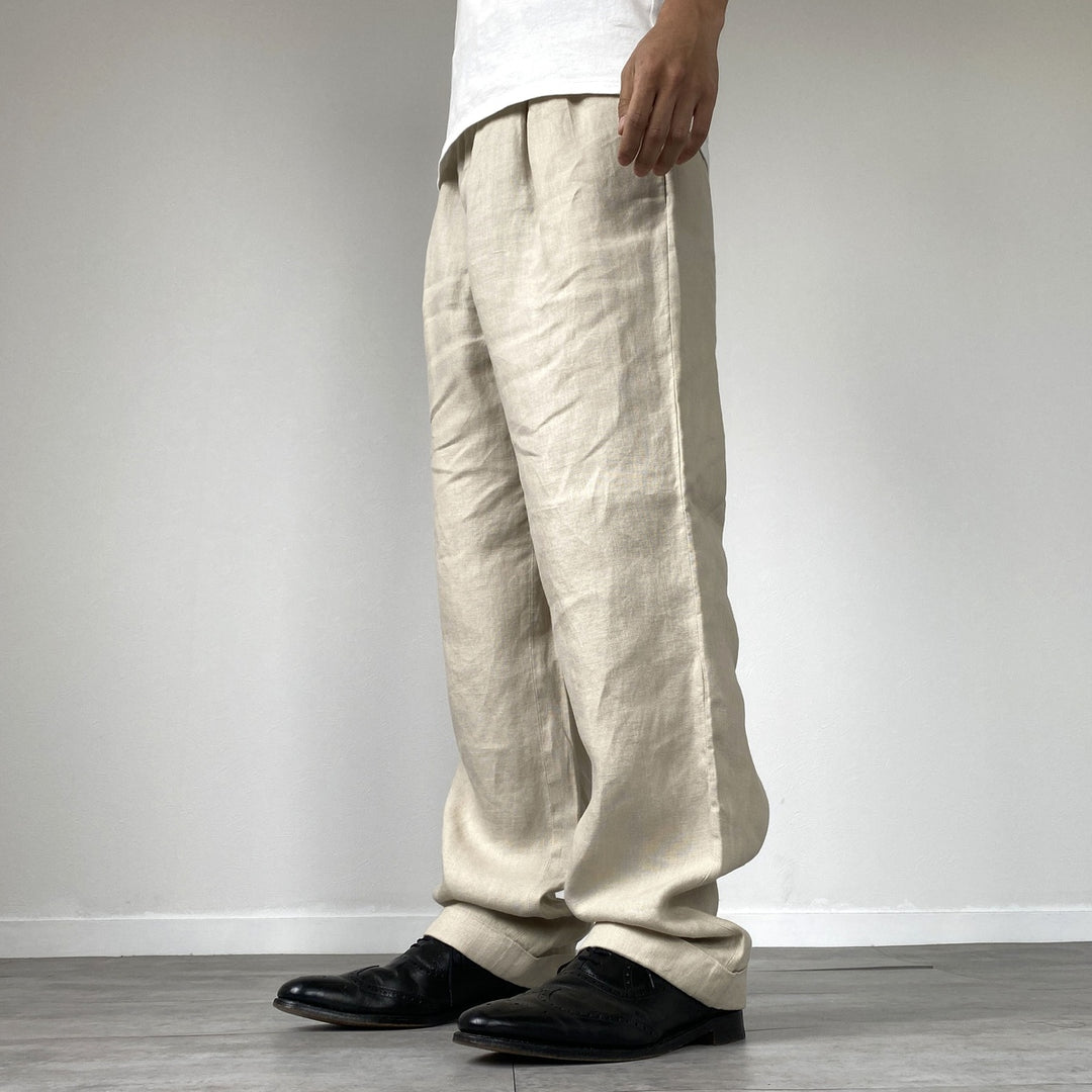 Brooks Brothers IRSH LINEN Two-pleat Linen Pants Slacks Men's W34 / eaa451243