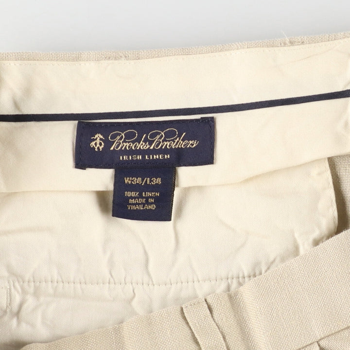 Brooks Brothers IRSH LINEN Two-pleat Linen Pants Slacks Men's W34 / eaa451243