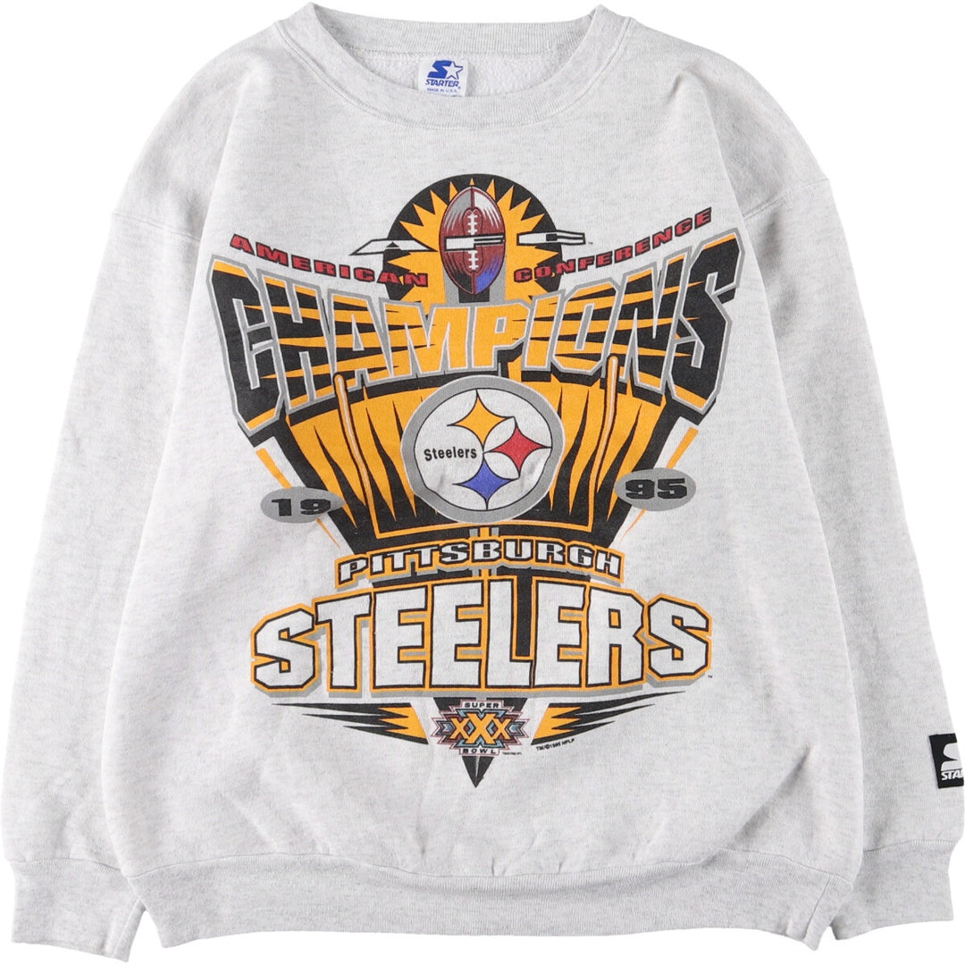90'S Starter NFL Pittsburgh Steelers Printed Sweatshirt Trainer Made in USA Men's L Vintage cotton gray type Vintage Second Hand