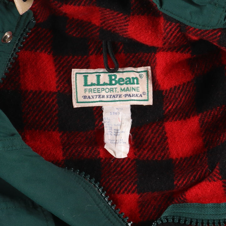 80'S LLBean Mountain Parka Shell Jacket Made in USA Men's L Size Vintage Nylon Green type dark green Vintage Second Hand