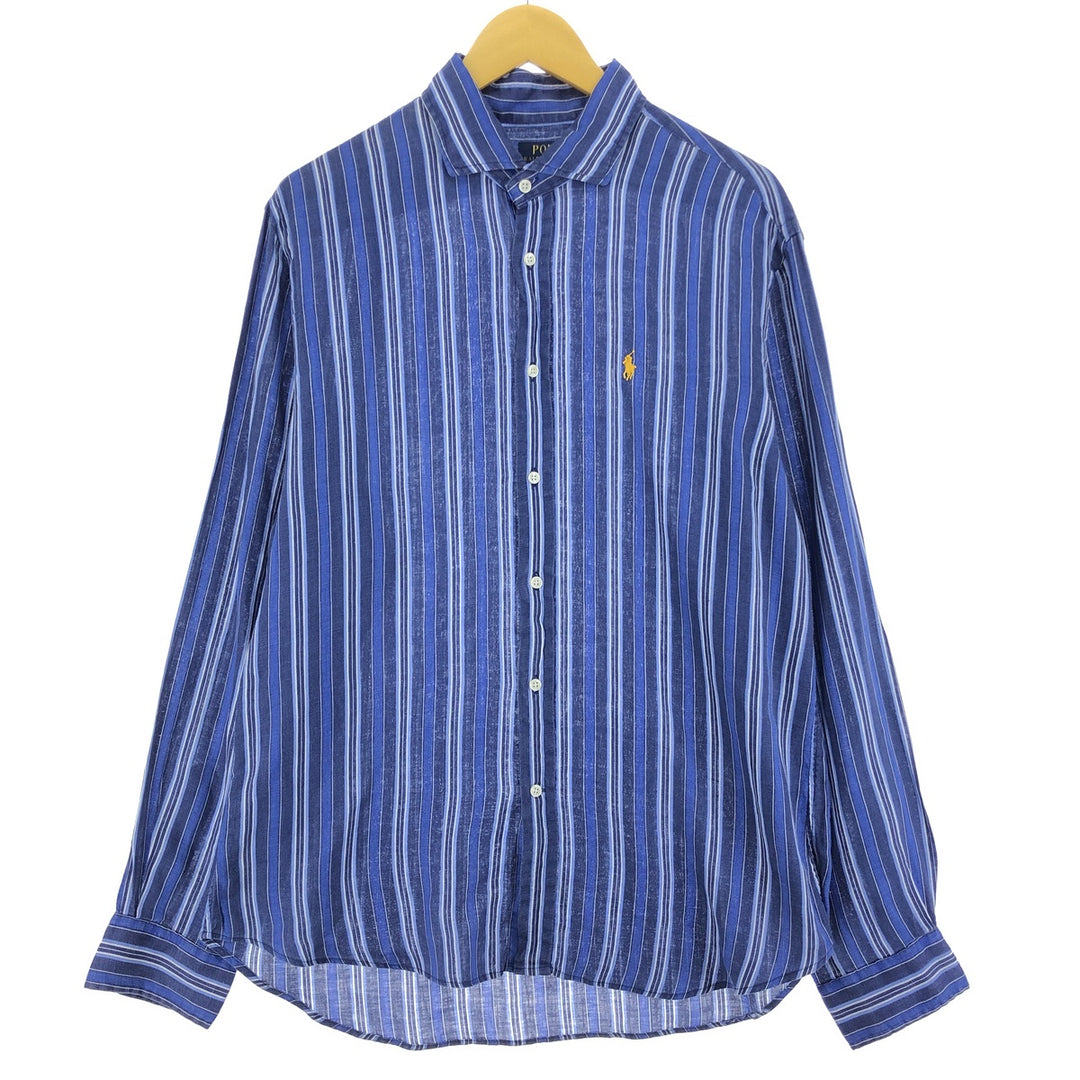 Ralph Lauren POLO RALPH LAUREN Stripe Pattern Long Sleeve Linen Shirt Men's XL /eaa451773