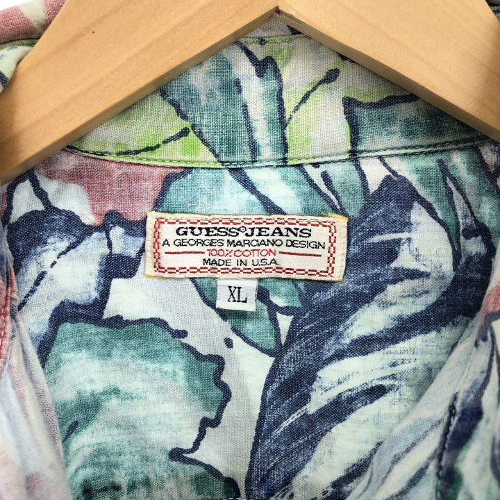 90'S Guess A GEORGES MARCIANO DESIGN All-over Botanical Pattern Hawaiian Aloha Shirt Made in USA Men's XL Vintage /eaa451883