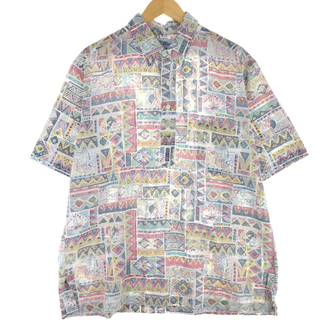 90'S Reyn Spooner Swimsuit Tag Bikini Tag All-Over Print Pullover Button-Down Hawaiian Aloha Shirt Made in Hawaii Men's L /eaa451959