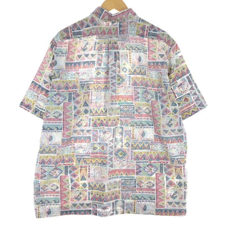 90'S Reyn Spooner Swimsuit Tag Bikini Tag All-Over Print Pullover Button-Down Hawaiian Aloha Shirt Made in Hawaii Men's L /eaa451959