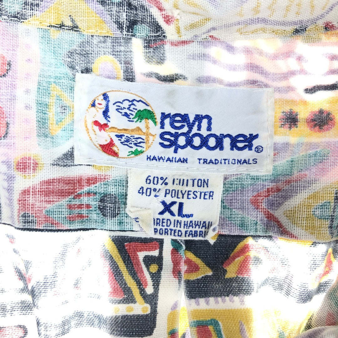 90'S Reyn Spooner Swimsuit Tag Bikini Tag All-Over Print Pullover Button-Down Hawaiian Aloha Shirt Made in Hawaii Men's L /eaa451959