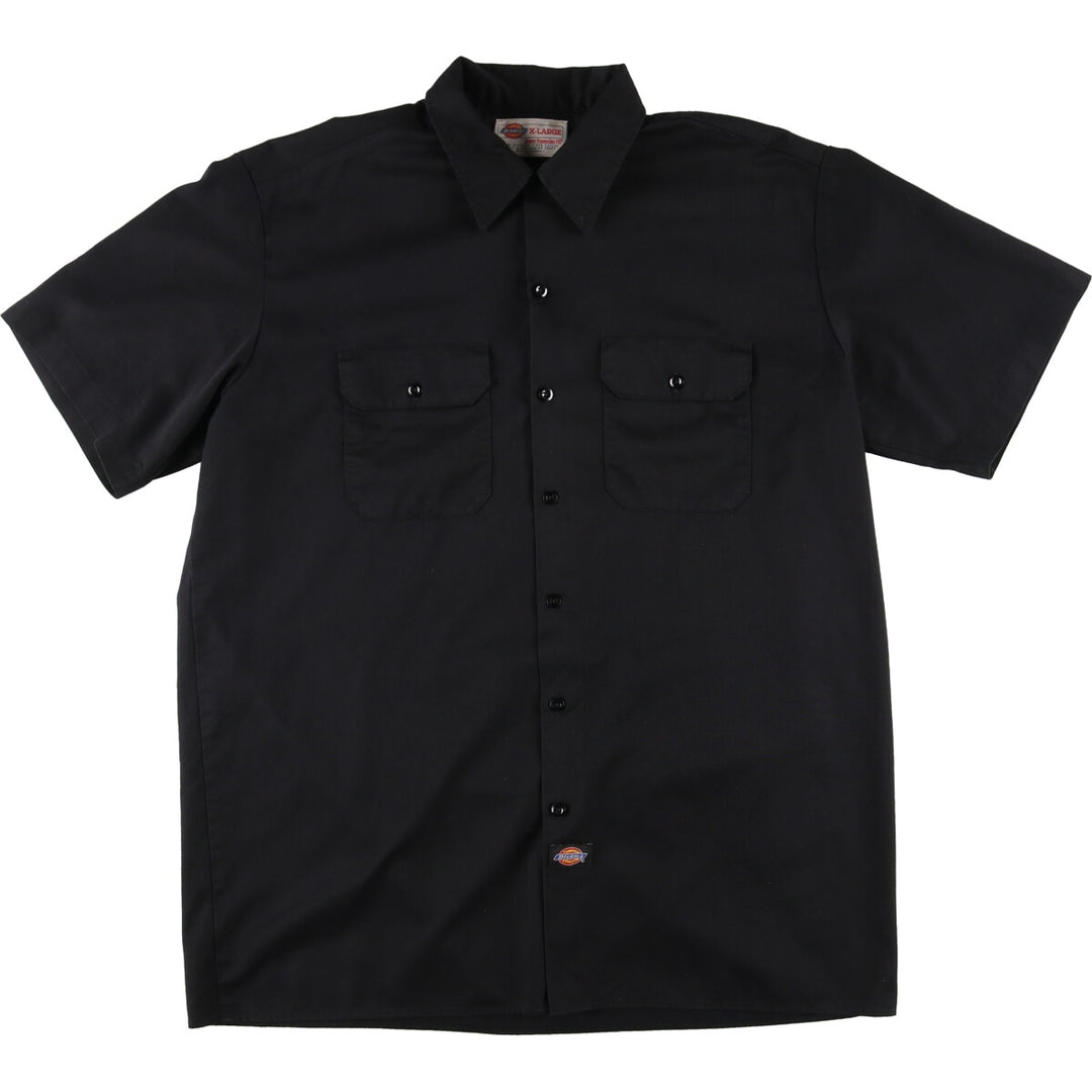 Dickies Short Sleeve Work Shirt, Men's XL polyester black type Vintage Second Hand