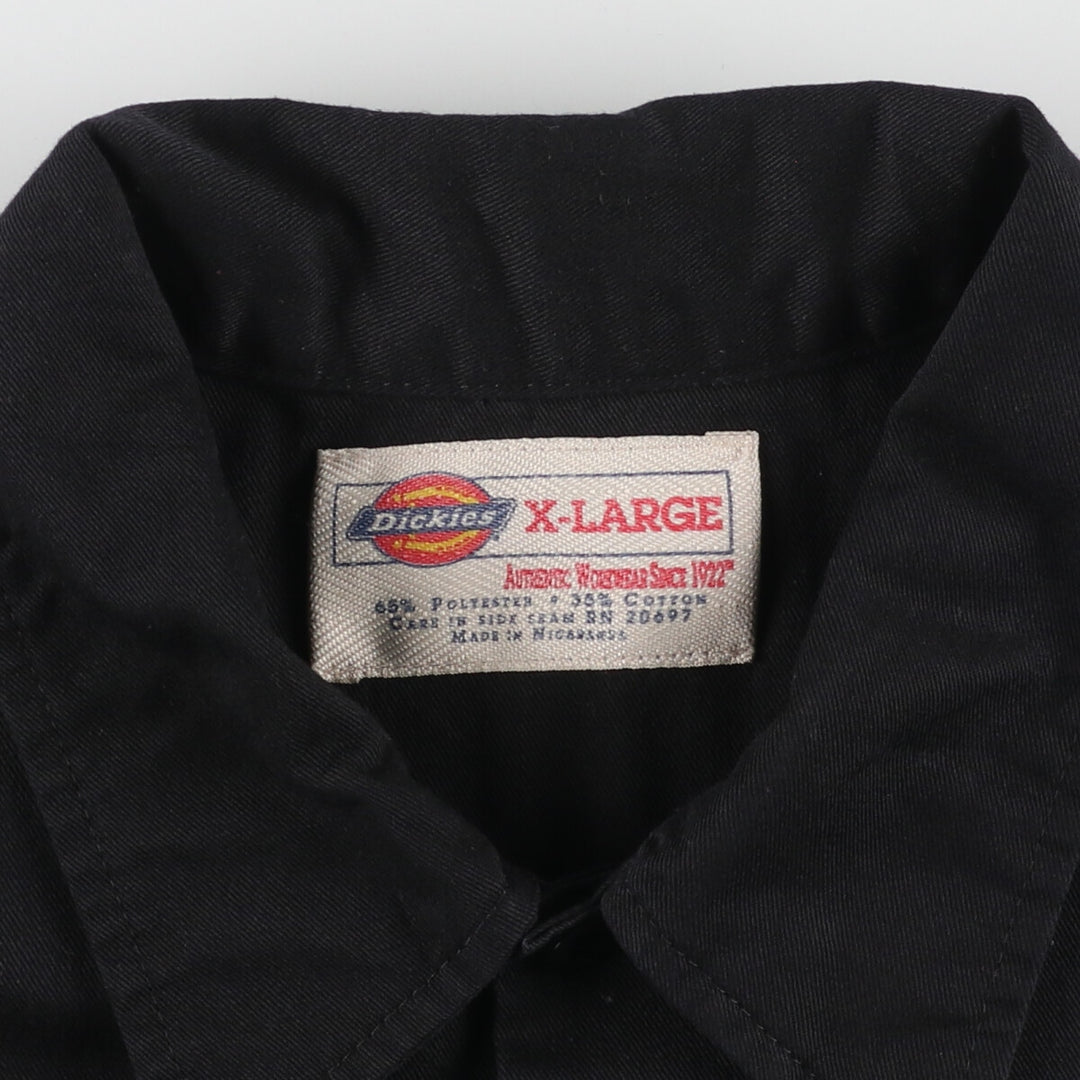 Dickies Short Sleeve Work Shirt, Men's XL polyester black type Vintage Second Hand