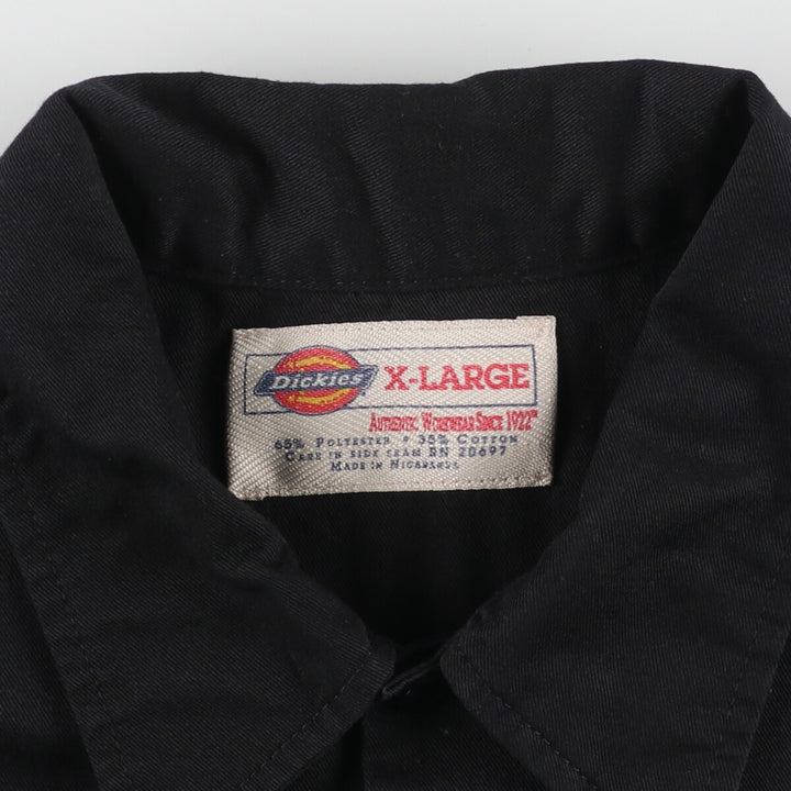 Dickies Short Sleeve Work Shirt, Men's XL polyester black type Vintage Second Hand