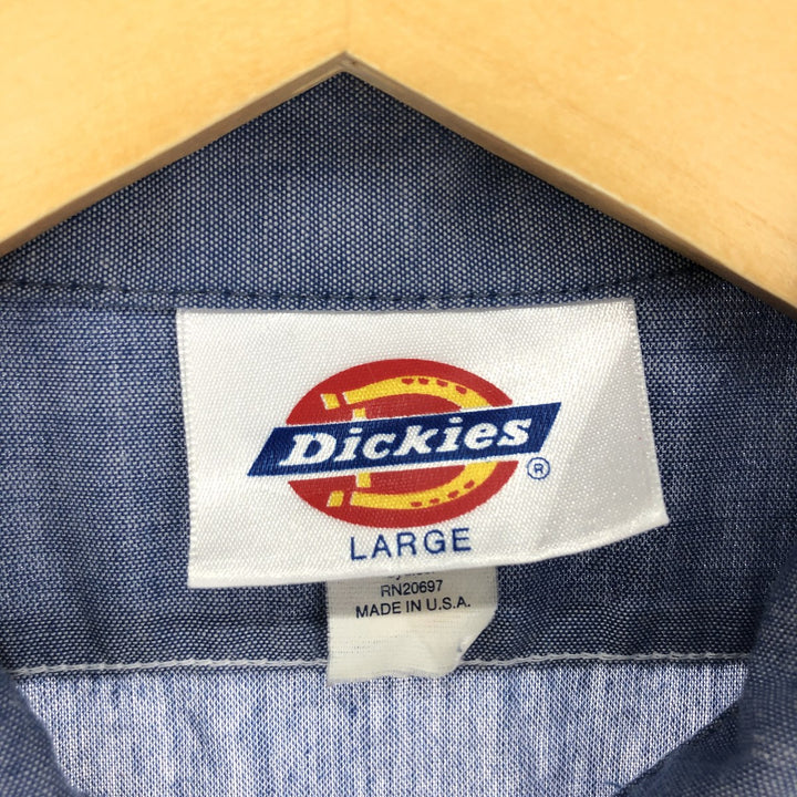 90'S Dickies Short Sleeve Chambray Work Shirt Made in USA Men's L Vintage /eaa451975