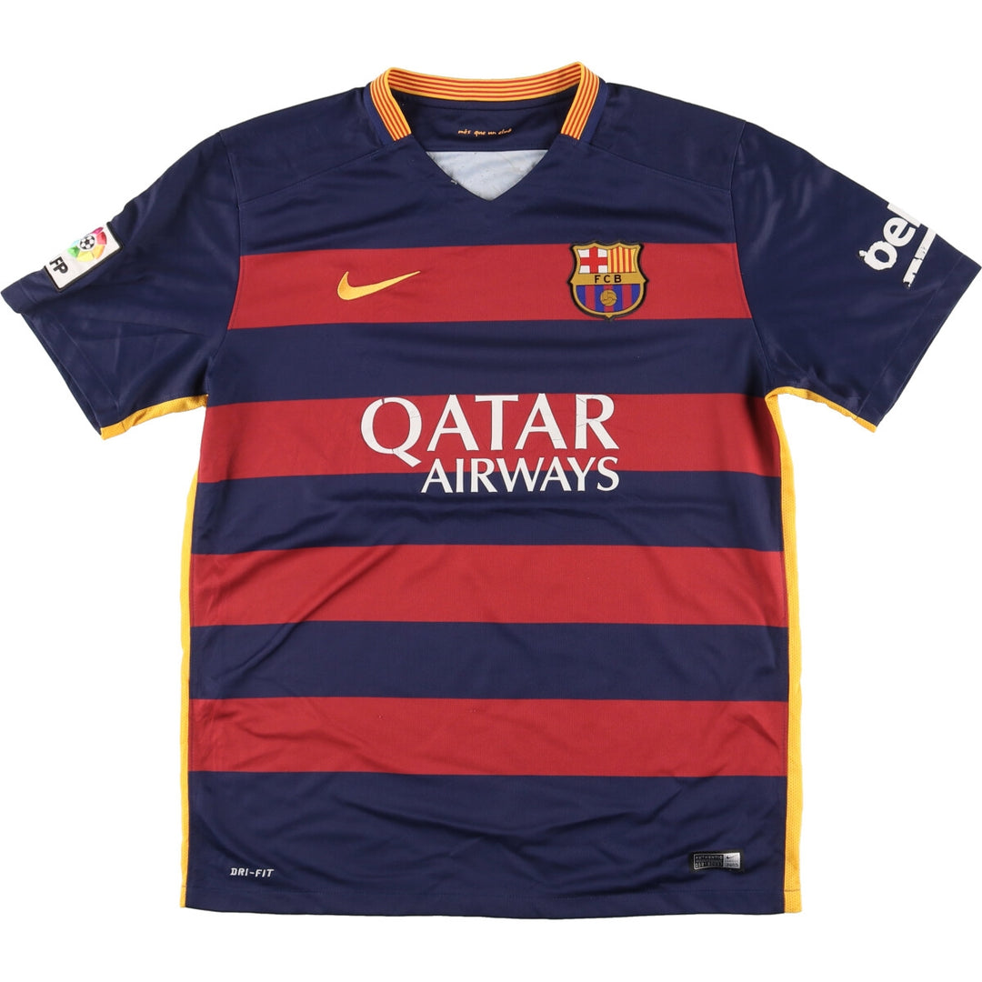 Nike DRI-FIT Striped Pattern V-neck FC Barcelona Soccer Jersey Game Shirt Men's L /eaa452047