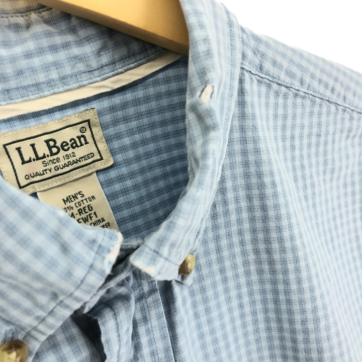 LLBean Short Sleeve Button Down Check Shirt Men's M cotton blue type Vintage Second Hand