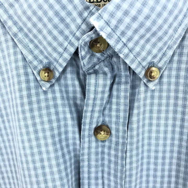 LLBean Short Sleeve Button Down Check Shirt Men's M cotton blue type Vintage Second Hand