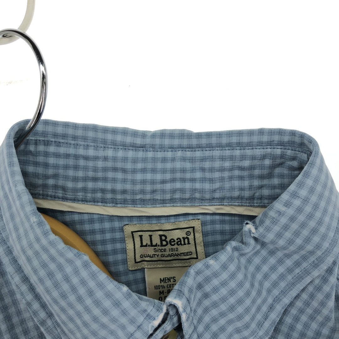 LLBean Short Sleeve Button Down Check Shirt Men's M cotton blue type Vintage Second Hand