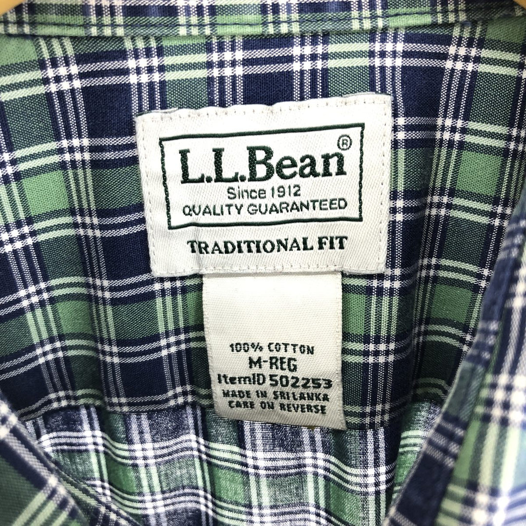 LLBean Short Sleeve Button Down Check Shirt Men's M /eaa452091