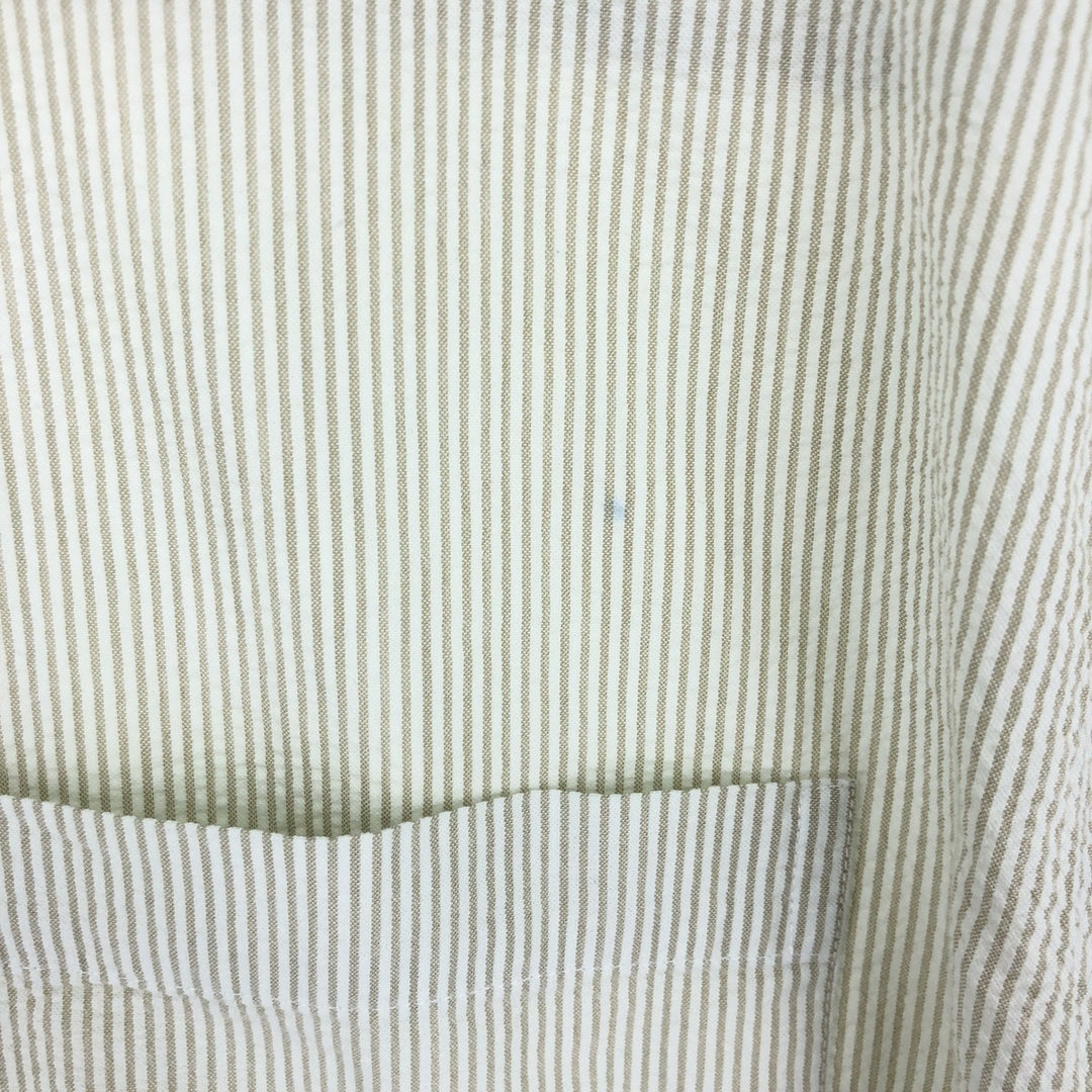 LLBean Seersucker Short Sleeve Button-Down Striped Shirt Men's M /eaa452099