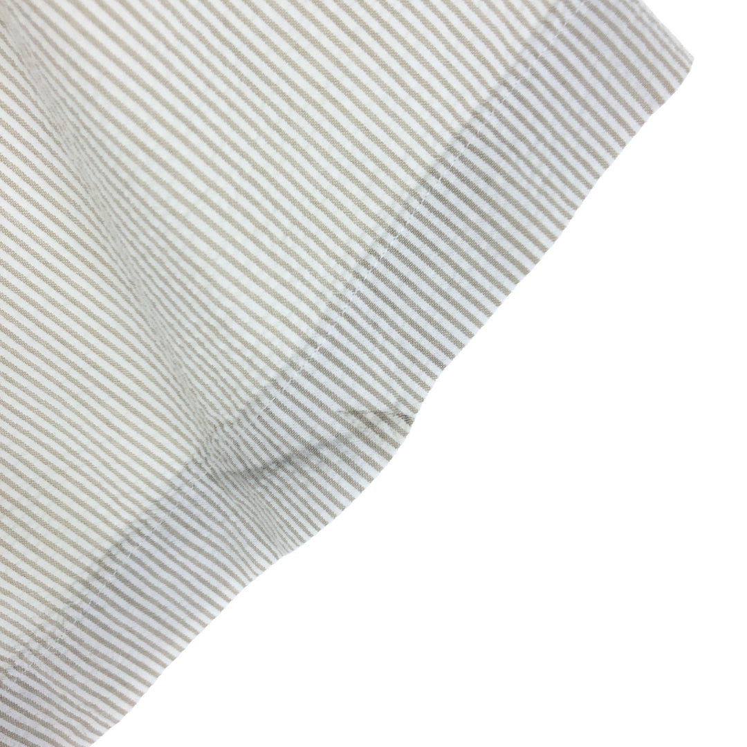 LLBean Seersucker Short Sleeve Button-Down Striped Shirt Men's M cotton Beige type Vintage Second Hand