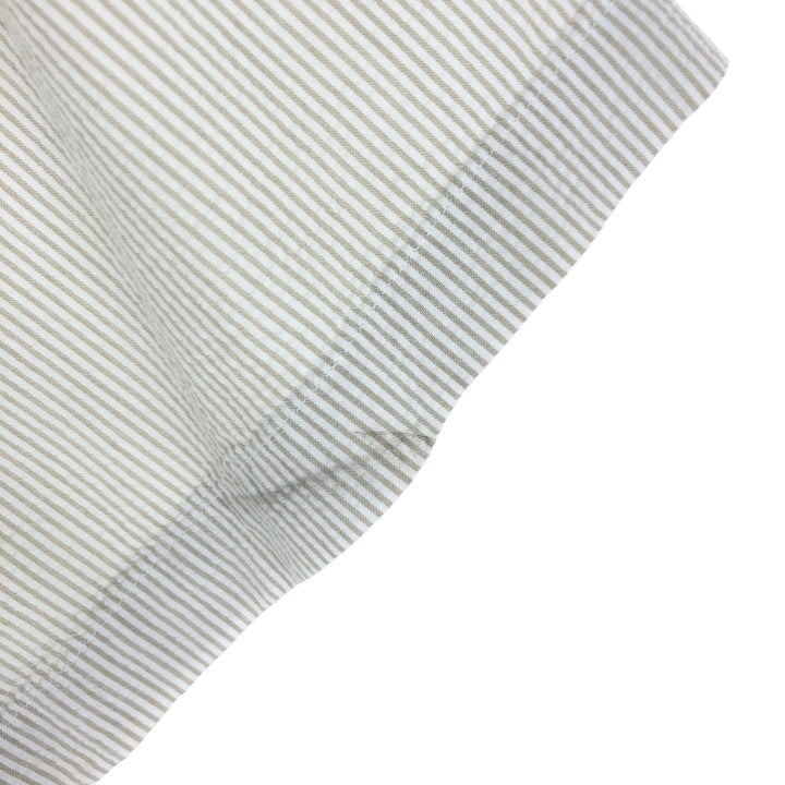 LLBean Seersucker Short Sleeve Button-Down Striped Shirt Men's M cotton Beige type Vintage Second Hand