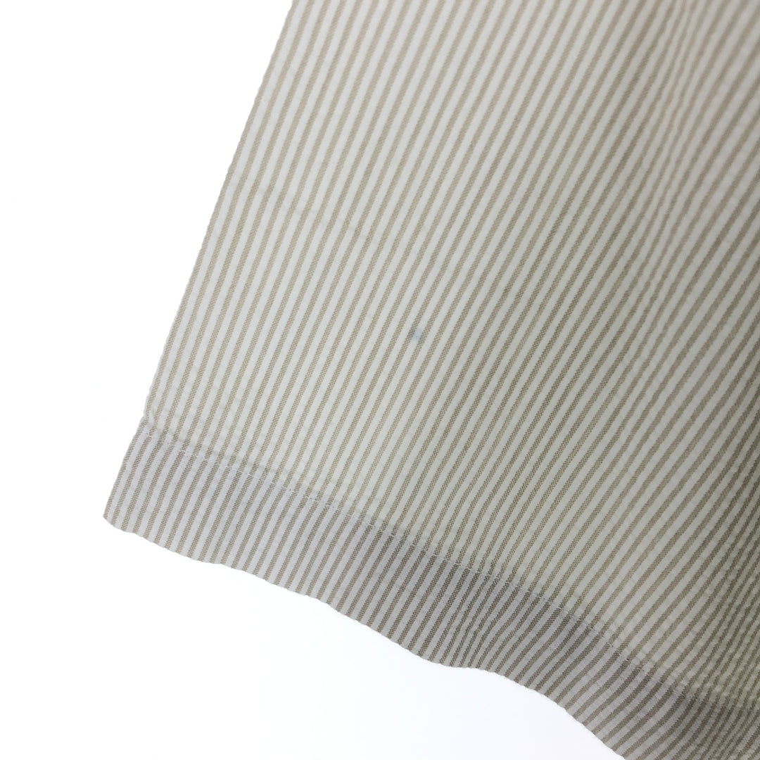 LLBean Seersucker Short Sleeve Button-Down Striped Shirt Men's M cotton Beige type Vintage Second Hand