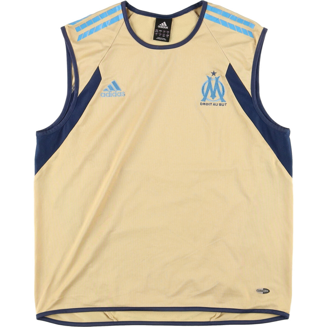00'S Adidas OM Olympic Marseille Mesh Tank Top Game Shirt Men's L polyester Beige type Vintage Second Hand