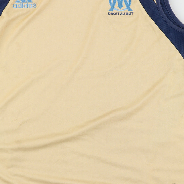 00'S Adidas OM Olympic Marseille Mesh Tank Top Game Shirt Men's L polyester Beige type Vintage Second Hand