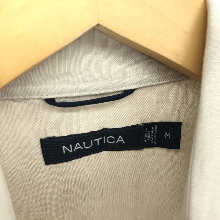 00'S ~ NAUTICA Short Sleeve Linen x Rayon Shirt Men's M /eaa452404