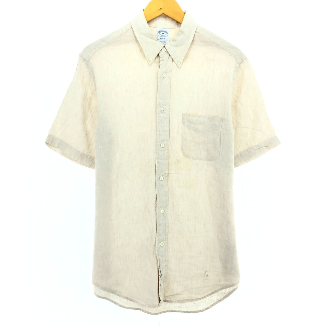 Brooks Brothers 1818 Button-down Short Sleeve Linen Shirt, Men's, Medium, eaa452408