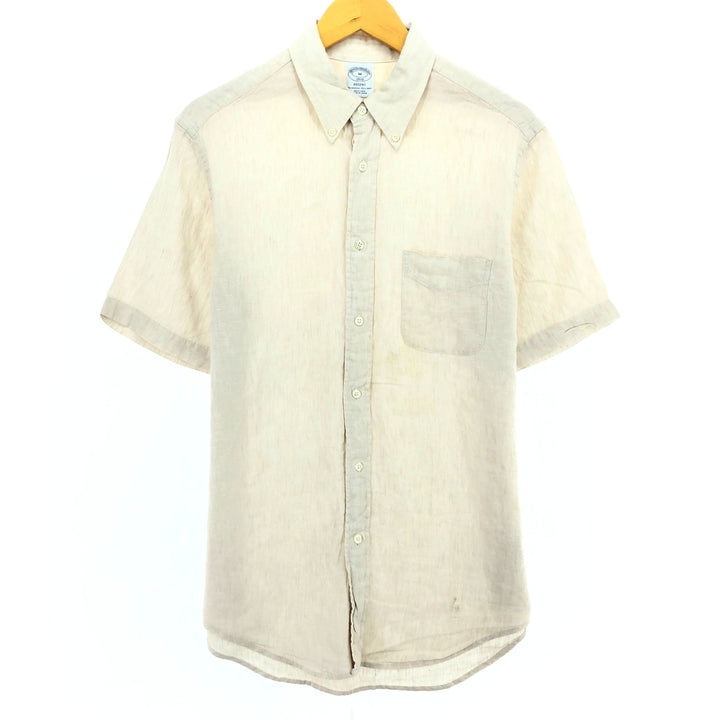 Brooks Brothers 1818 Button-down Short Sleeve Linen Shirt, Men's, Medium, eaa452408