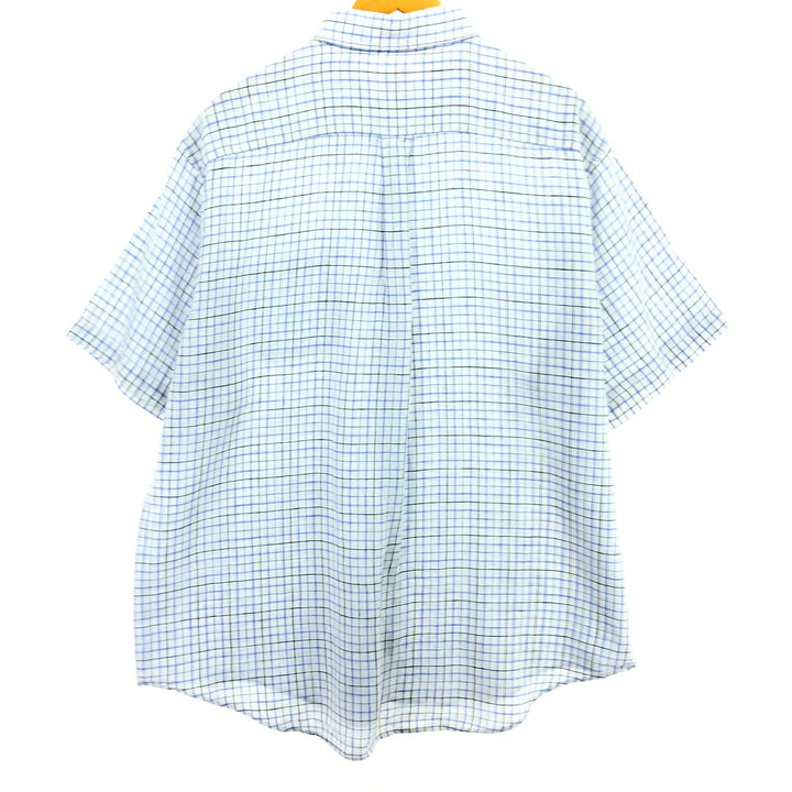 Brooks Brothers 1818 Check Pattern Button-down Short Sleeve Linen Shirt Men's XL /eaa452413