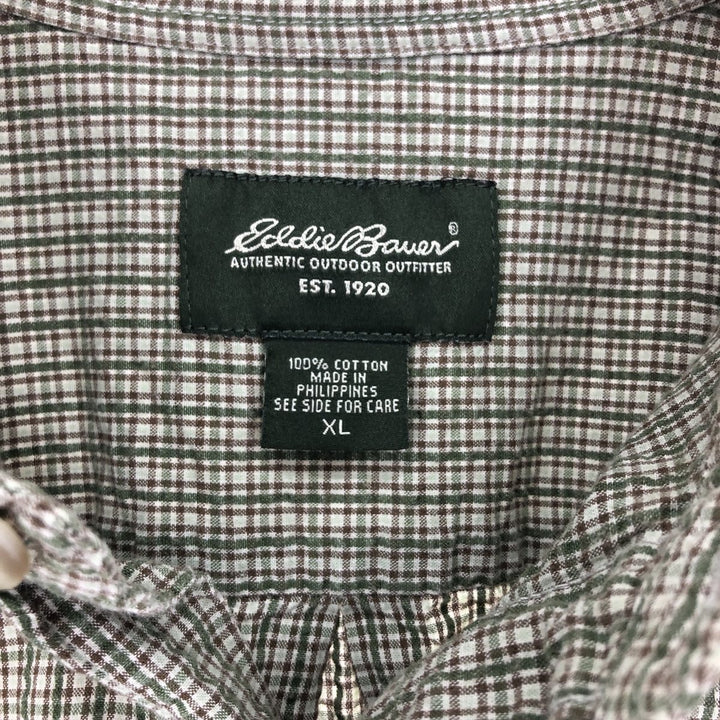 Eddie Bauer Seersucker Short Sleeve Button-Down Check Shirt Men's XL /eaa452424