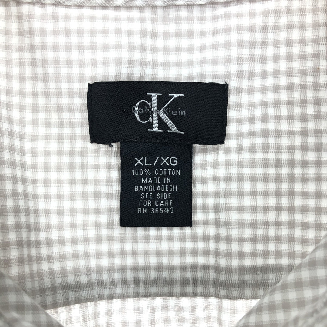 90'S Calvin Klein Gingham Check Short Sleeve Cotton Check Shirt Men's XL Vintage /eaa452429