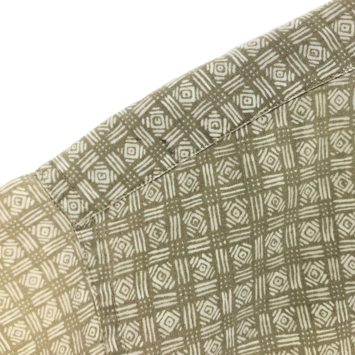90'S LLBean All-over Print Short Sleeve Cotton Shirt, Men's L, Vintage cotton Beige type Vintage Second Hand