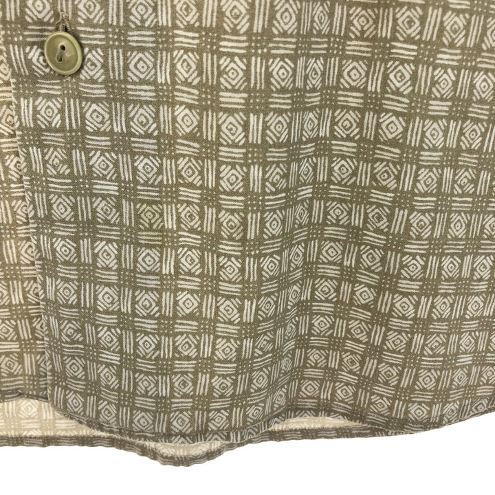 90'S LLBean All-over Print Short Sleeve Cotton Shirt, Men's L, Vintage cotton Beige type Vintage Second Hand