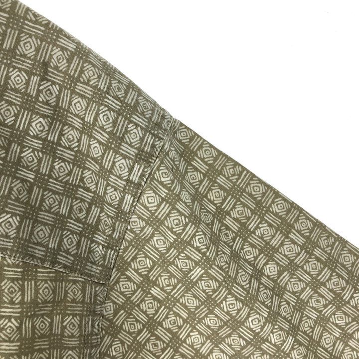 90'S LLBean All-over Print Short Sleeve Cotton Shirt, Men's L, Vintage cotton Beige type Vintage Second Hand