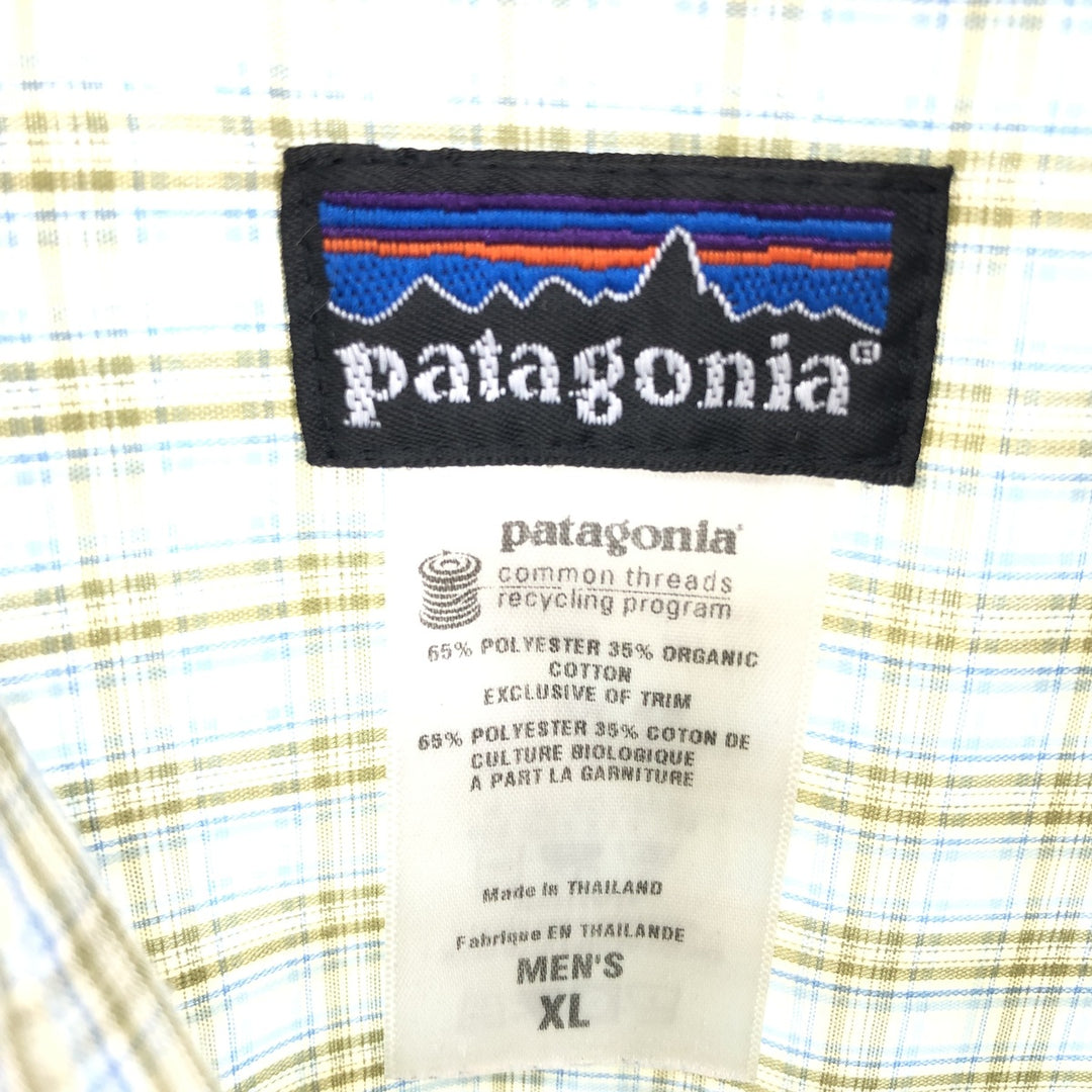 00'S Patagonia 52168 short sleeve cotton check shirt men's XL /eaa452441