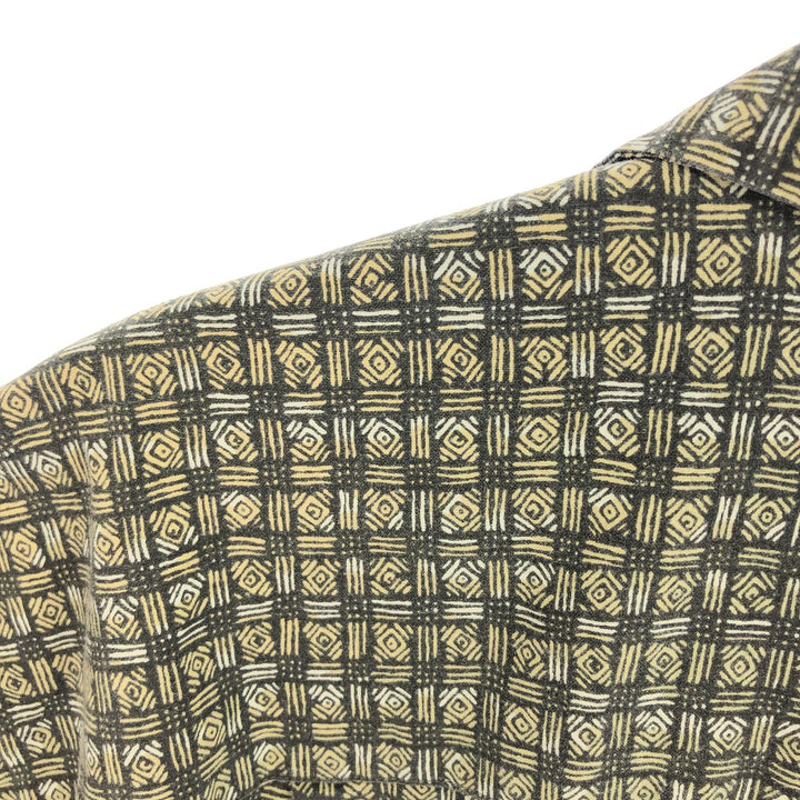 90'S LLBean All-over Print Short Sleeve Open Collar Cotton Shirt Men's L Vintage cotton Khaki type Vintage Second Hand
