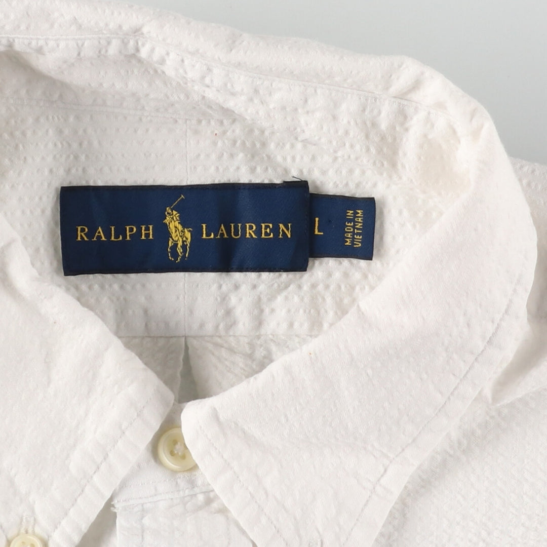 Ralph Lauren Seersucker Short Sleeve Button Down Shirt Men's L/eaa452447