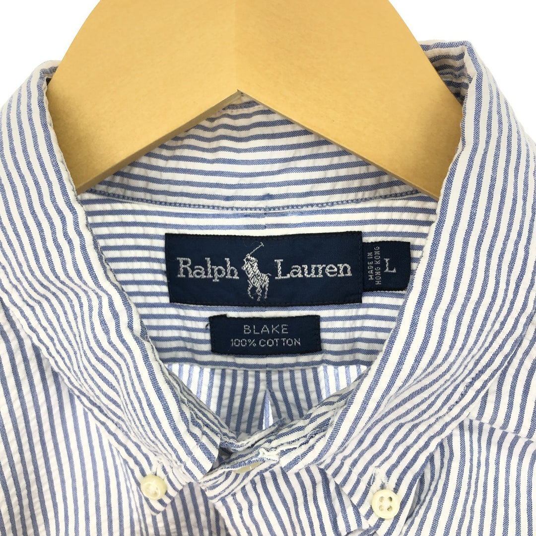 Ralph Lauren BLAKE Seersucker Short Sleeve Button Down Striped Shirt Men's L/eaa452458