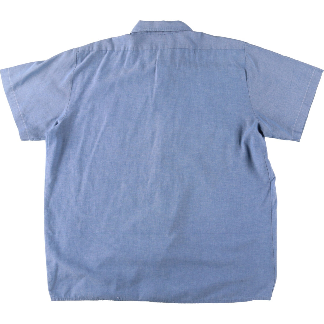 90'S Dickies Chambray Short Sleeve Work Shirt Men's XXL Vintage cotton Blue type light blue Vintage Second Hand