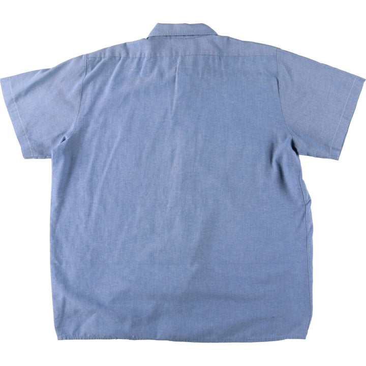 90'S Dickies Chambray Short Sleeve Work Shirt Men's XXL Vintage cotton Blue type light blue Vintage Second Hand