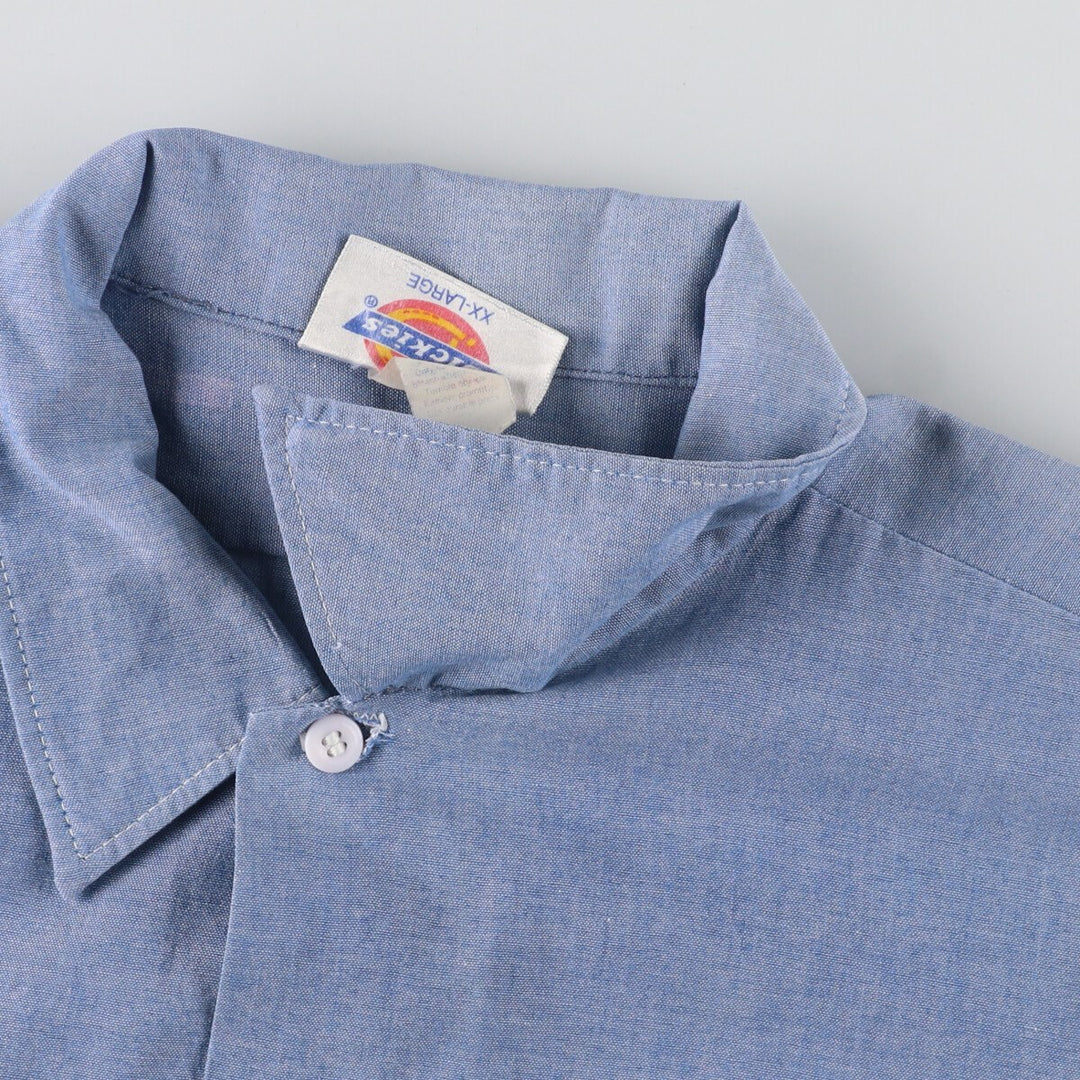 90'S Dickies Chambray Short Sleeve Work Shirt Men's XXL Vintage cotton Blue type light blue Vintage Second Hand