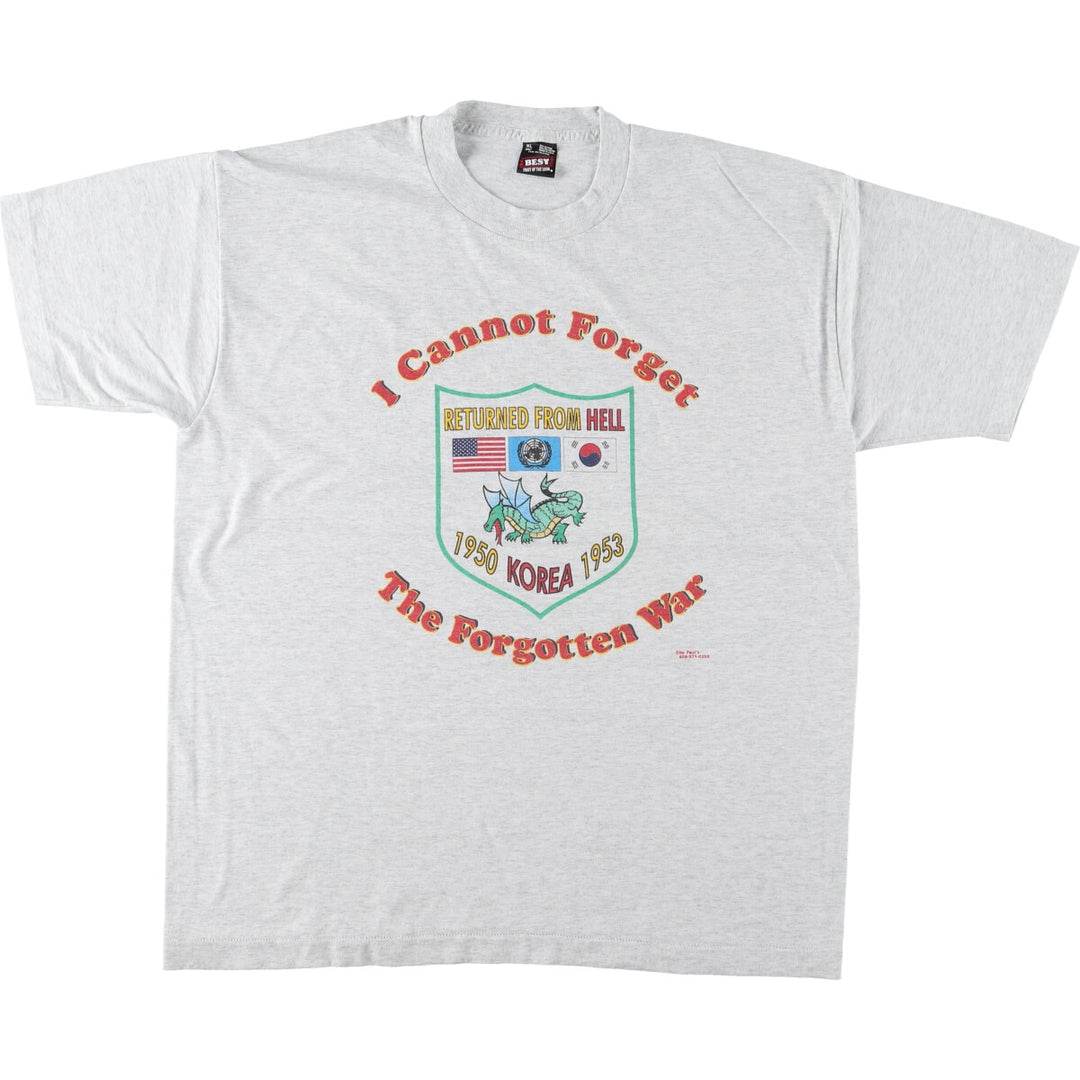 90'S Fruit of the Loom THE FORGOTTEN WAR Forgotten War Korean War Print T-Shirt Made in USA Men's XL Vintage /eaa452847